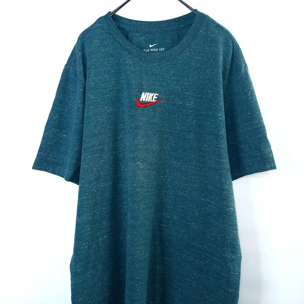 ナイキ Tシャツ 半袖 ゲームシャツ 刺繍ロゴ スウォッシュ 霜降り ブルー L