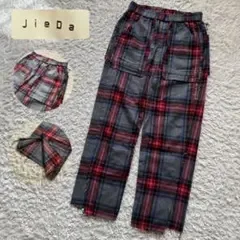 JieDa ジエダ チェック フランネル ワイドパンツ スリット カットオフ