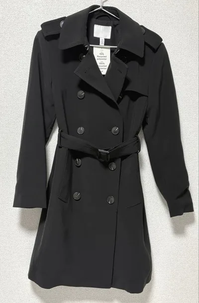 H&M ダブルブレストトレンチコート 黒