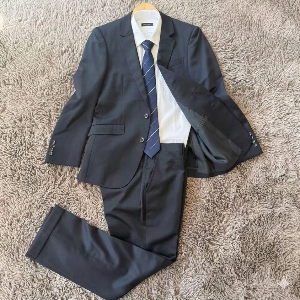 【美品】SUIT SELECT スーツセットアップ Y4 ネイビー シルク混