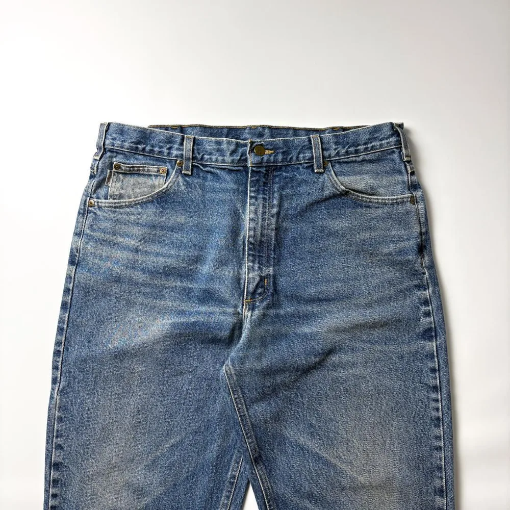 Carhartt デニムパンツ W38 L34 革タグ 鬼ヒゲ ジーンズ