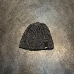 90s 00s NIKE ニット帽 ビーニー 編み込み ブラック グレー 刺繍