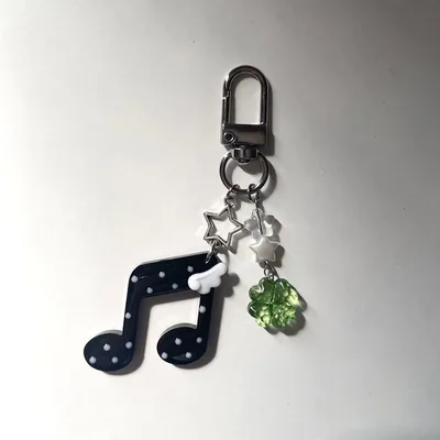 レジン デコ ビーズキーホルダー 音符 星 羽 ドット ウィッシュコア