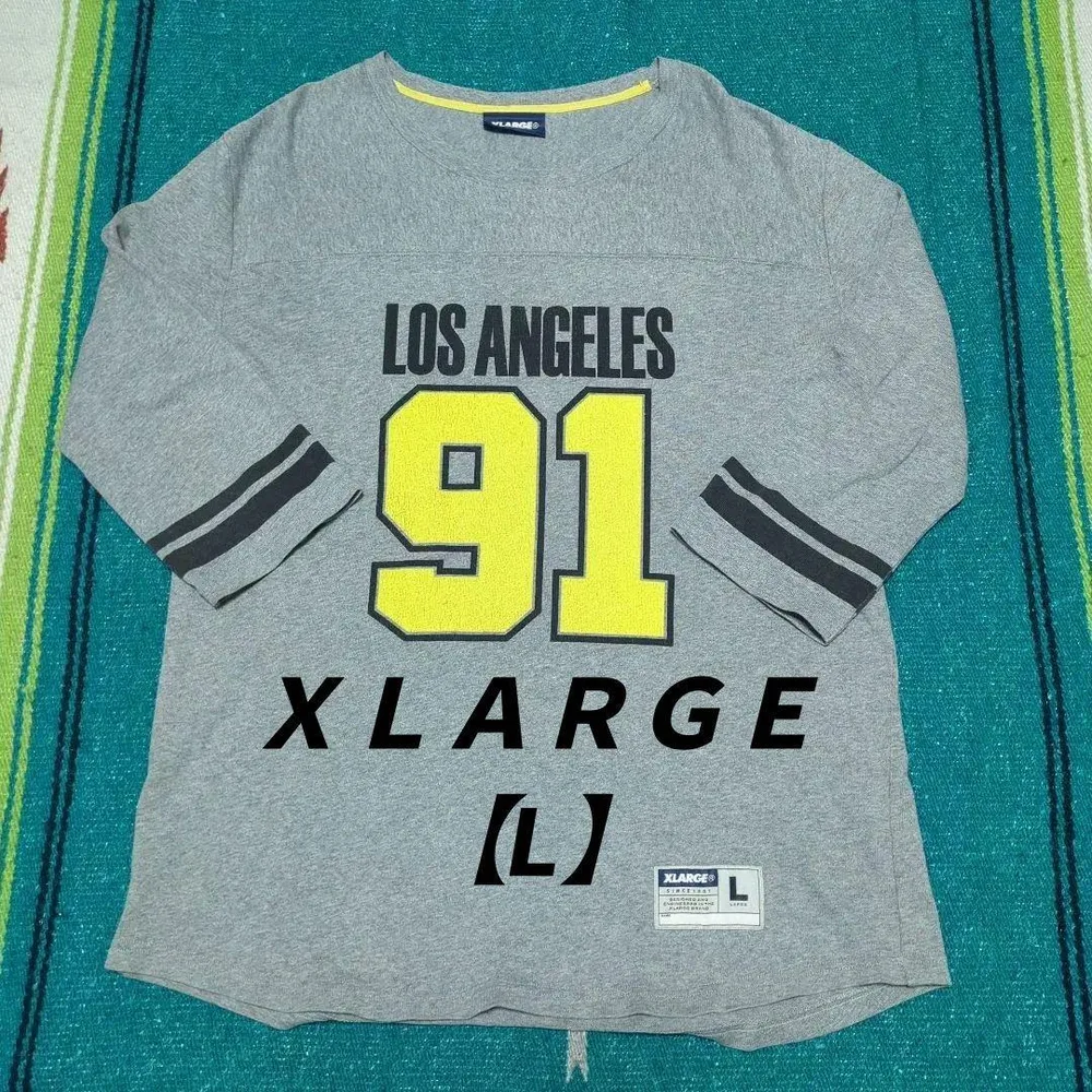 XLARGE 七分袖 フットボールシャツ グレー Lサイズ 訳あり特価