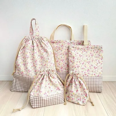 ハンドメイド 入園入学グッズ 5点セット⭐︎いちご柄