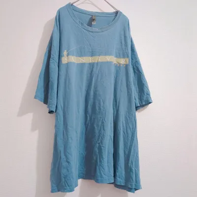オーレイ Tシャツ クルーネック 半袖 プリント XXL 水色 ポリエステル