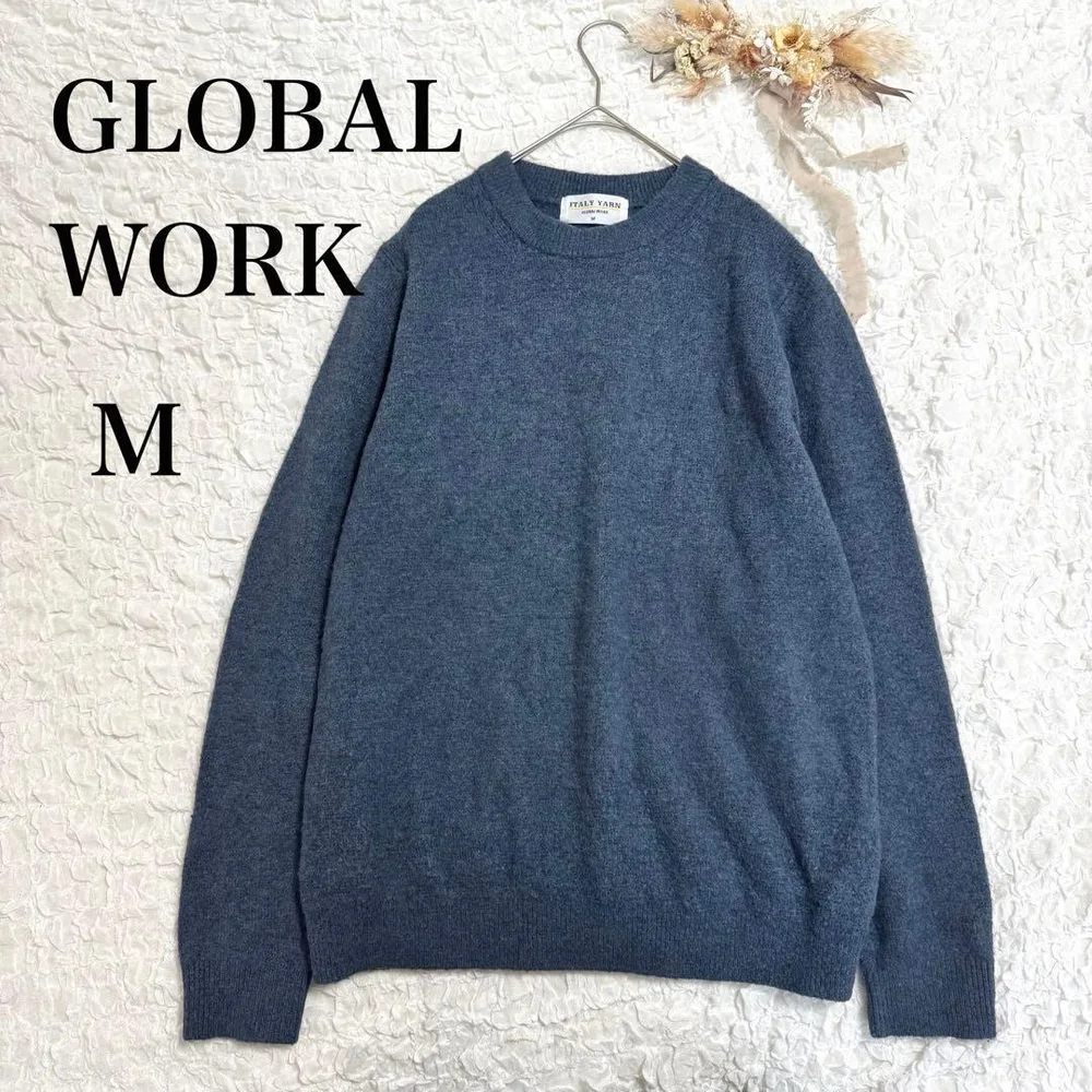 グローバルワーク ITALY YARN クルーネックニット セーター M