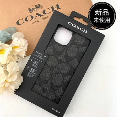 新品☆COACH(コーチ)ブラック スマホケース i Phone15