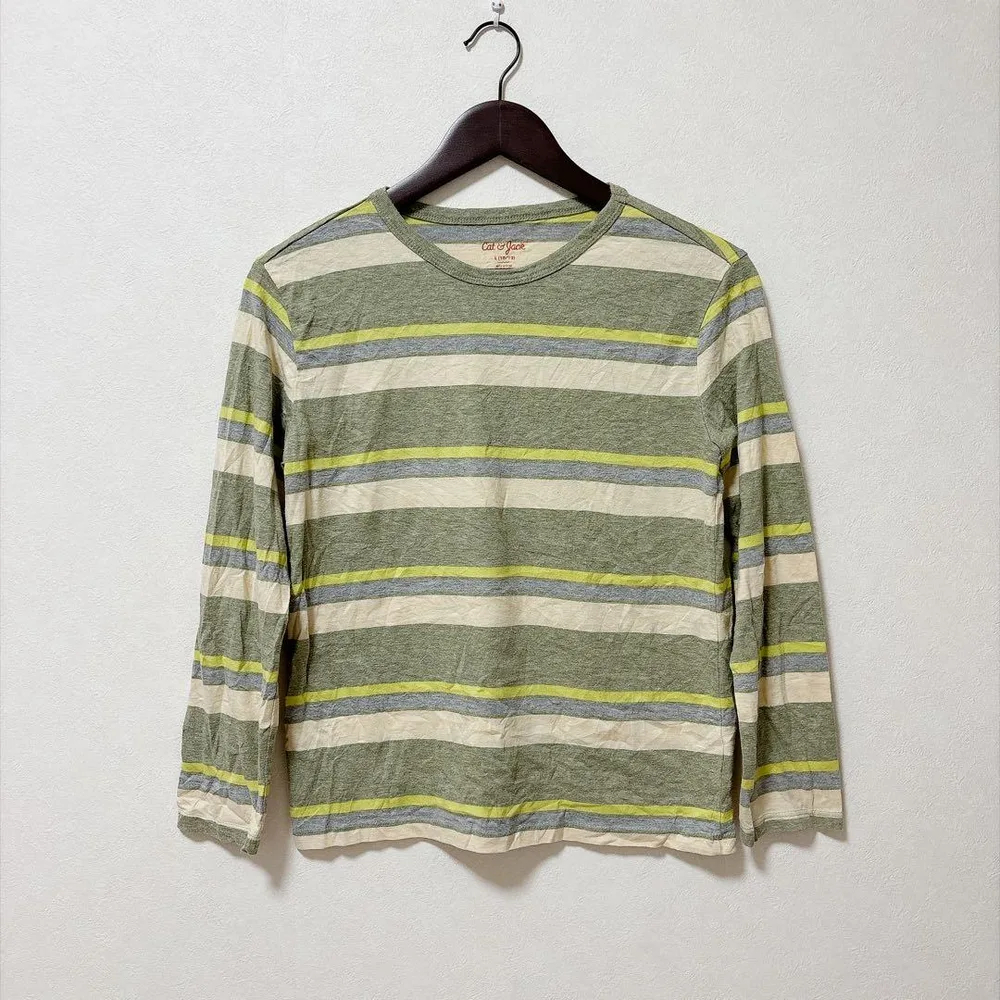 キャットアンドジャック カットソー クルーネック 長袖 ボーダー S 綿