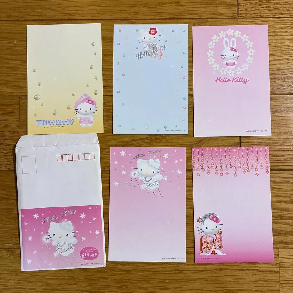 【未使用】ハローキティ 絵入りはがき 5枚セット 1998年 当時物 サンリオ