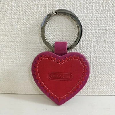 コーチ COACH ハート型 キーホルダー キーリング レッド