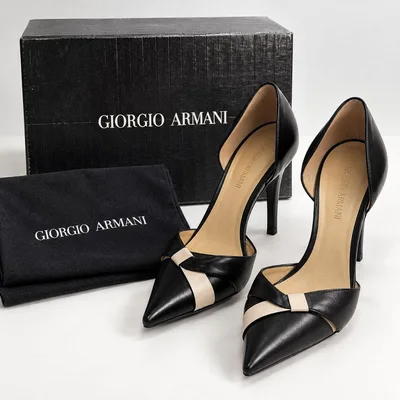GIORGIO ARMANI パンプス 36 本革 黒 ポインテッドトゥ
