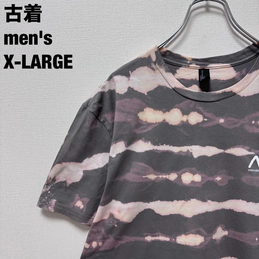 古着 ディスクリクト Tシャツ ブリーチ加工 斬新 派手 くすみグレー XL