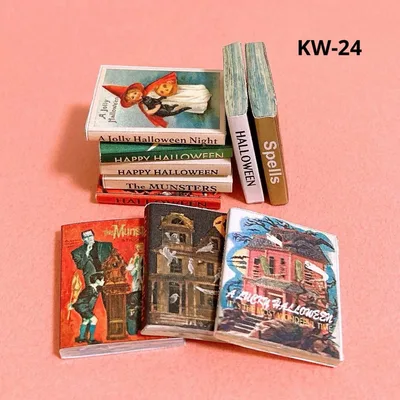 KW-24 ハロウィン絵本 アンテーク風 古書風 ミニチュア本 10冊セット