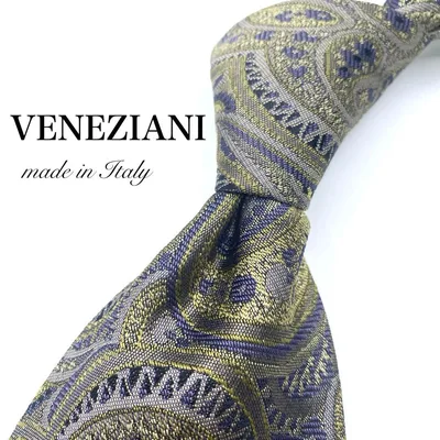 【極美品】 VENEZIANI ペイズリー柄 ネクタイ ベージュ シンプル