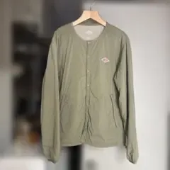 DANTON ナイロンジャケット カーキ ノーカラー 40