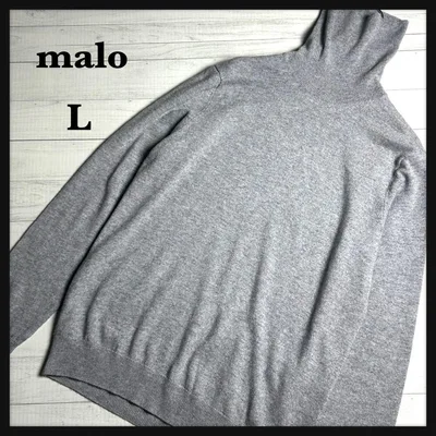 malo カシミヤ ウール タートルネック ニット L グレー