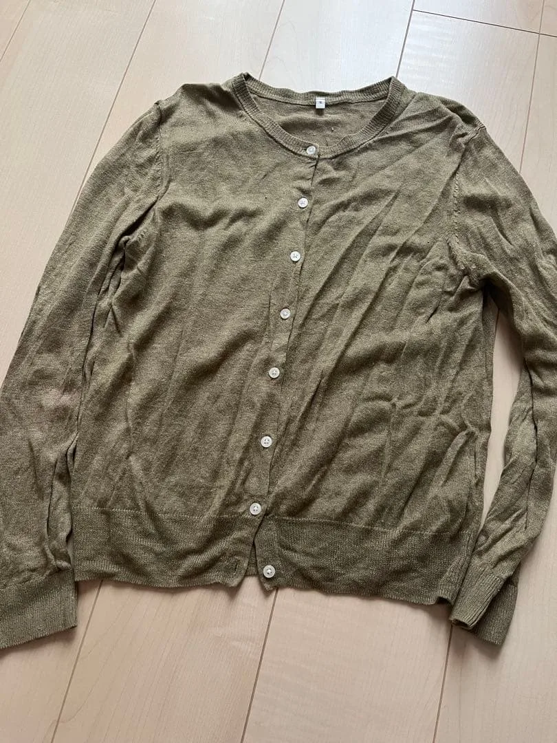 MUJI カーディガン 長袖 カーキ Sサイズ