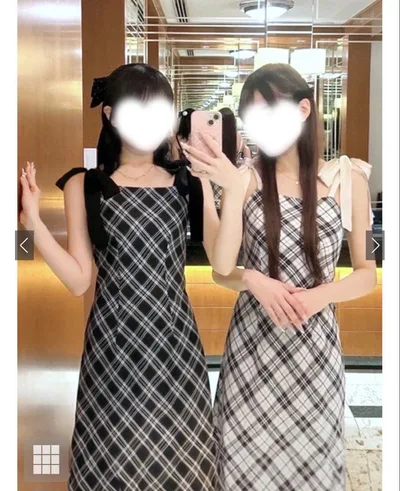 GRL リボンショルダーチェック柄バイアスワンピース【gn445】