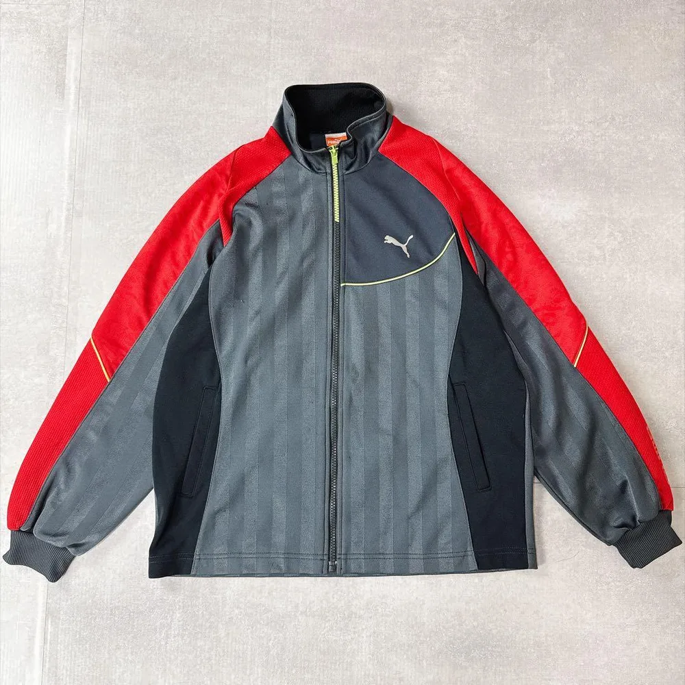 PUMA プーマ ジャージ トラックジャケット グレー×レッド×ブラック 150