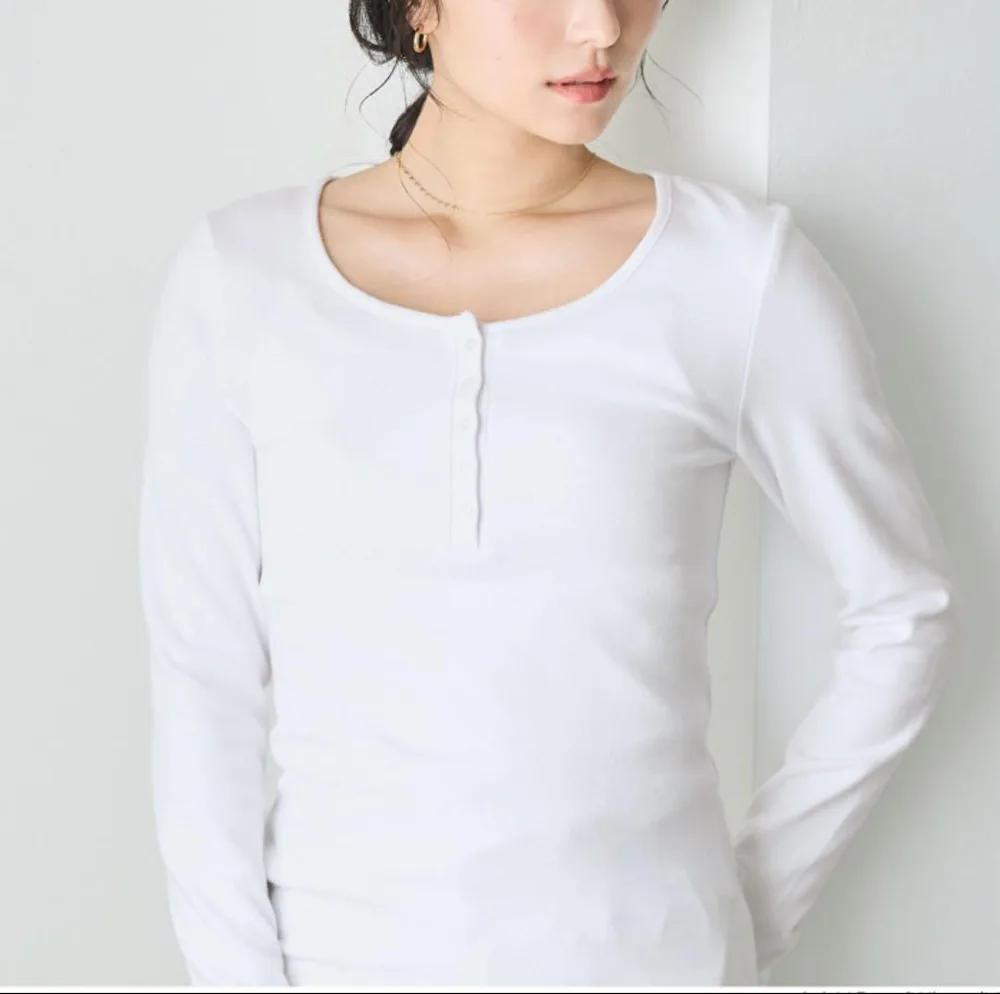 【新品】coca ヘンリーネックロングTシャツ 長袖 Tシャツ ホワイト L