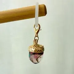 どんぐり アンブレラマーカー レジンチャーム 野ばら ローズピンク ハンドメイド