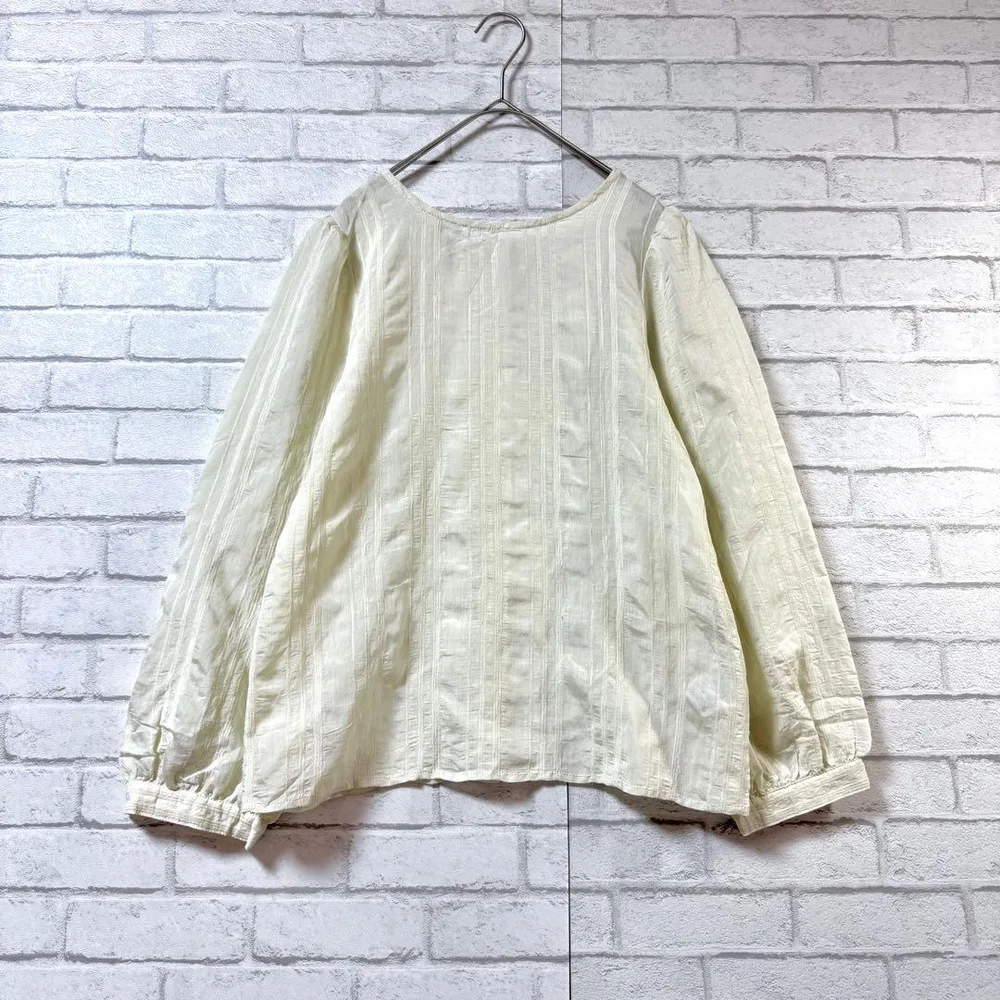 【linoluce】バックボタン ストライプ柄 ブラウス Mレイヤード シャツ