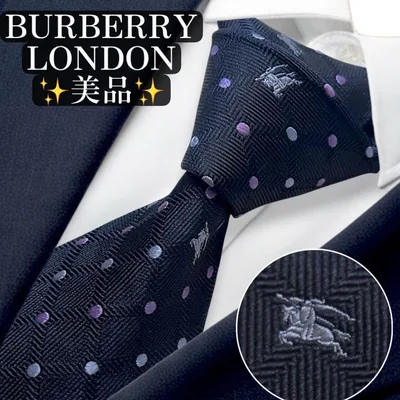 美品✨BURBERRY LONDON ネクタイ ホースロゴ ジャガードネイビー