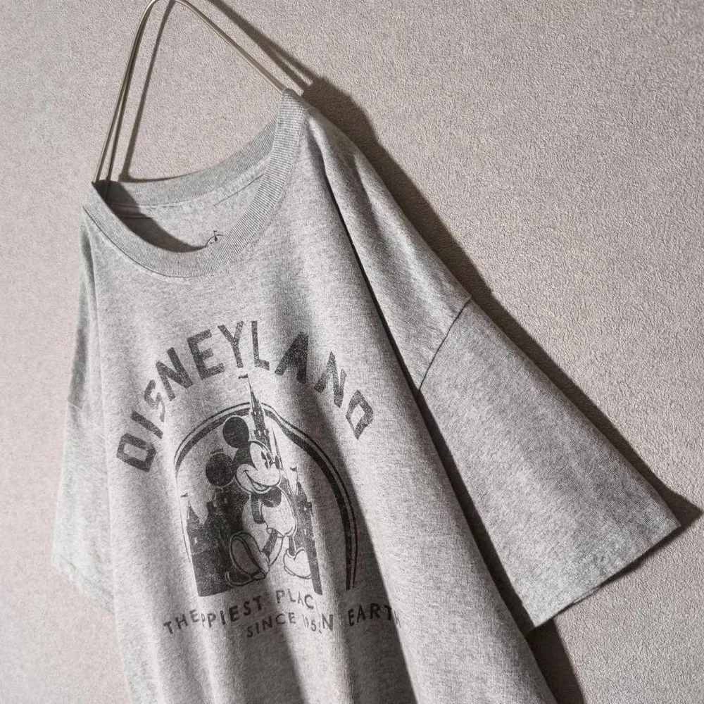 激レア★Disney ディズニー ビッグロゴプリントTシャツ グレー 人気L