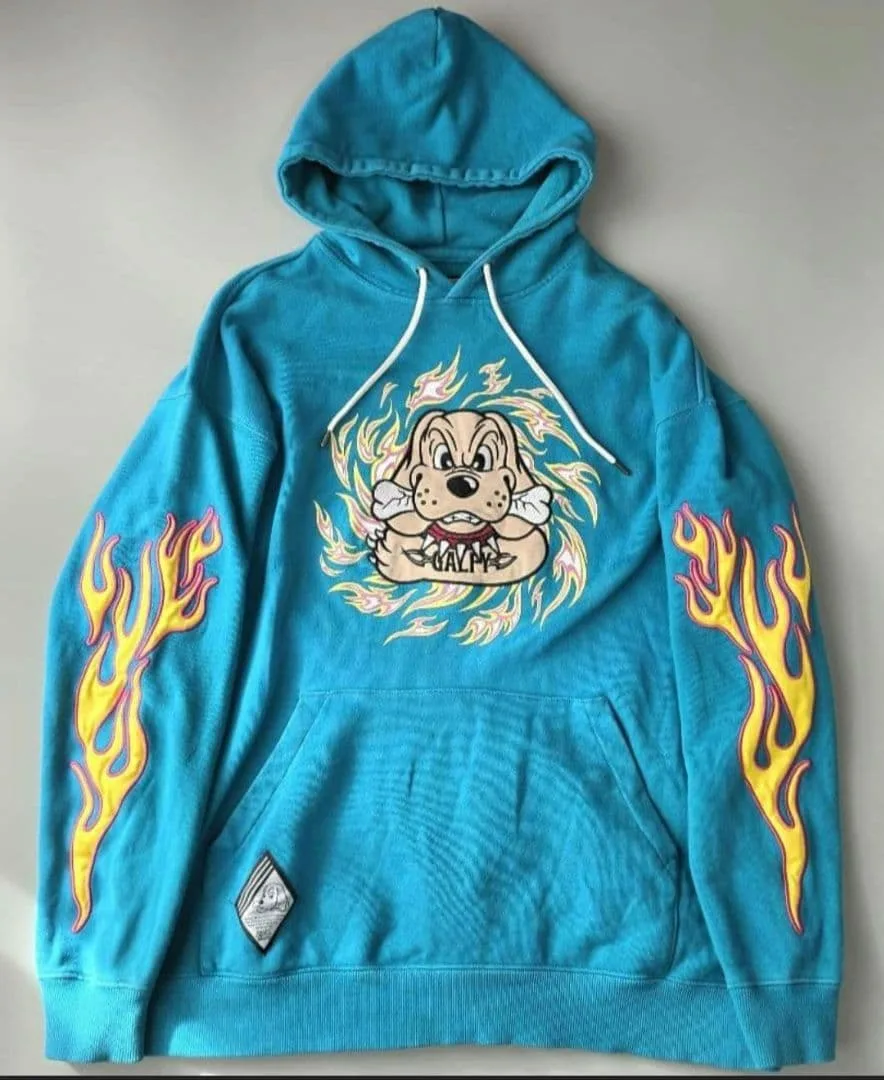 GALFY ガルフィー ファイヤー パーカー L ターコイズ Y2K 古着