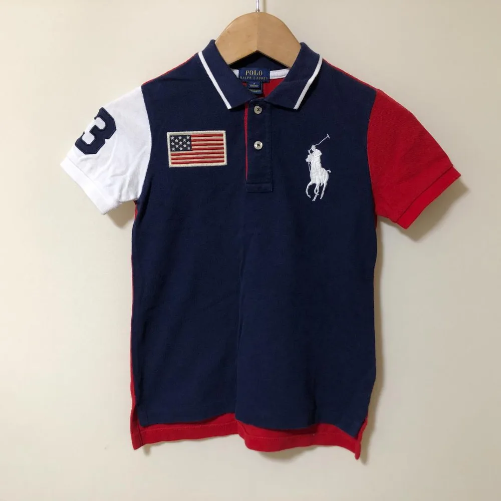 POLO ラルフローレン ポロシャツ ポニー刺繍 ネイビー 6 E958
