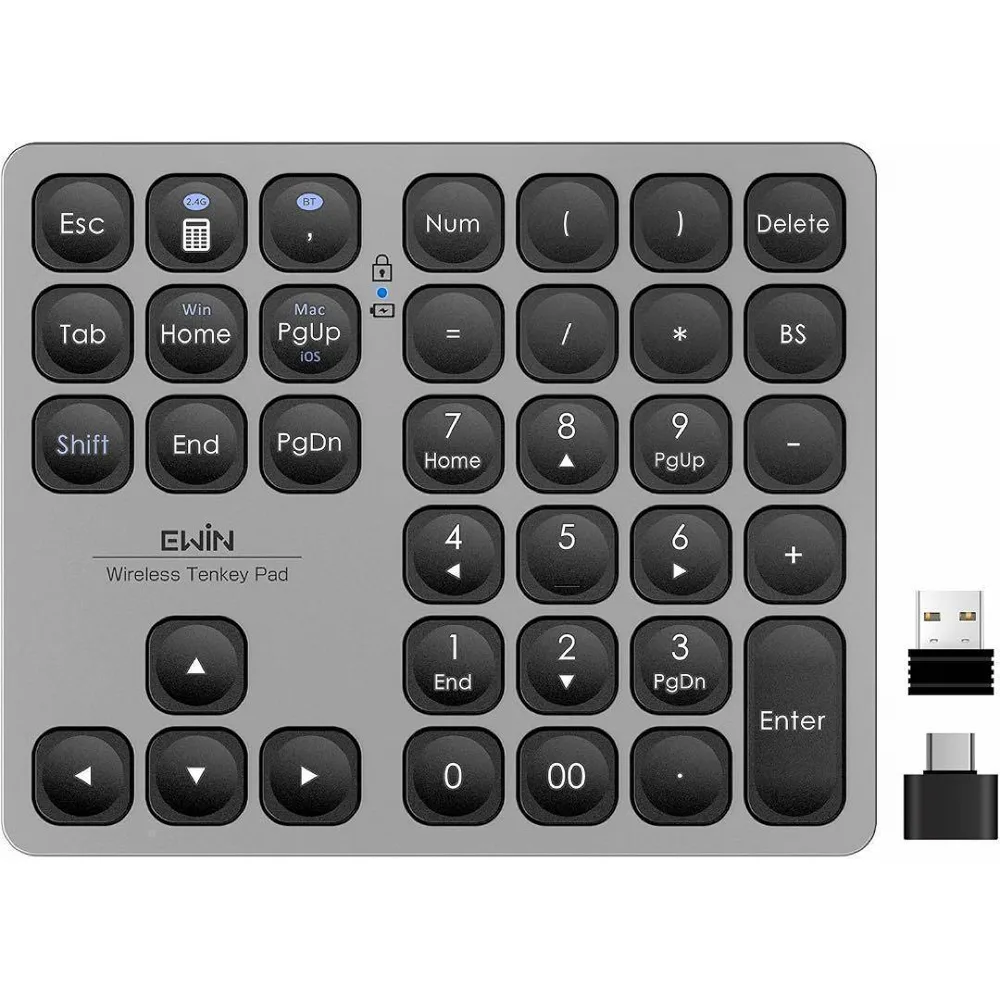 ワイヤレス テンキー Bluetooth 2.4G USB Type-C充電