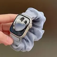 Aサイズ Apple Watch バンド 腕時計 シュシュ フリル ブルー