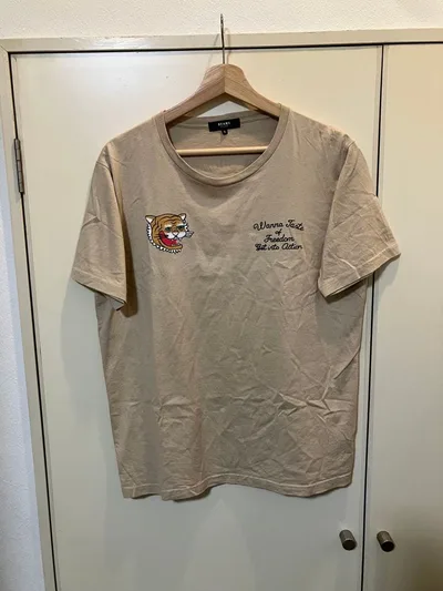 BEAMS HEART ベトジャン刺繍 Tシャツ ベージュ XL