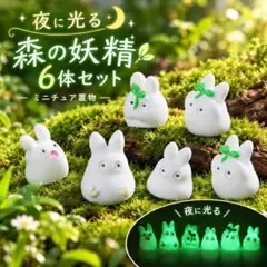 蓄光 ミニフィギュア 6体セット 森の妖精 テラリウム 鉢植え 置物 夜光