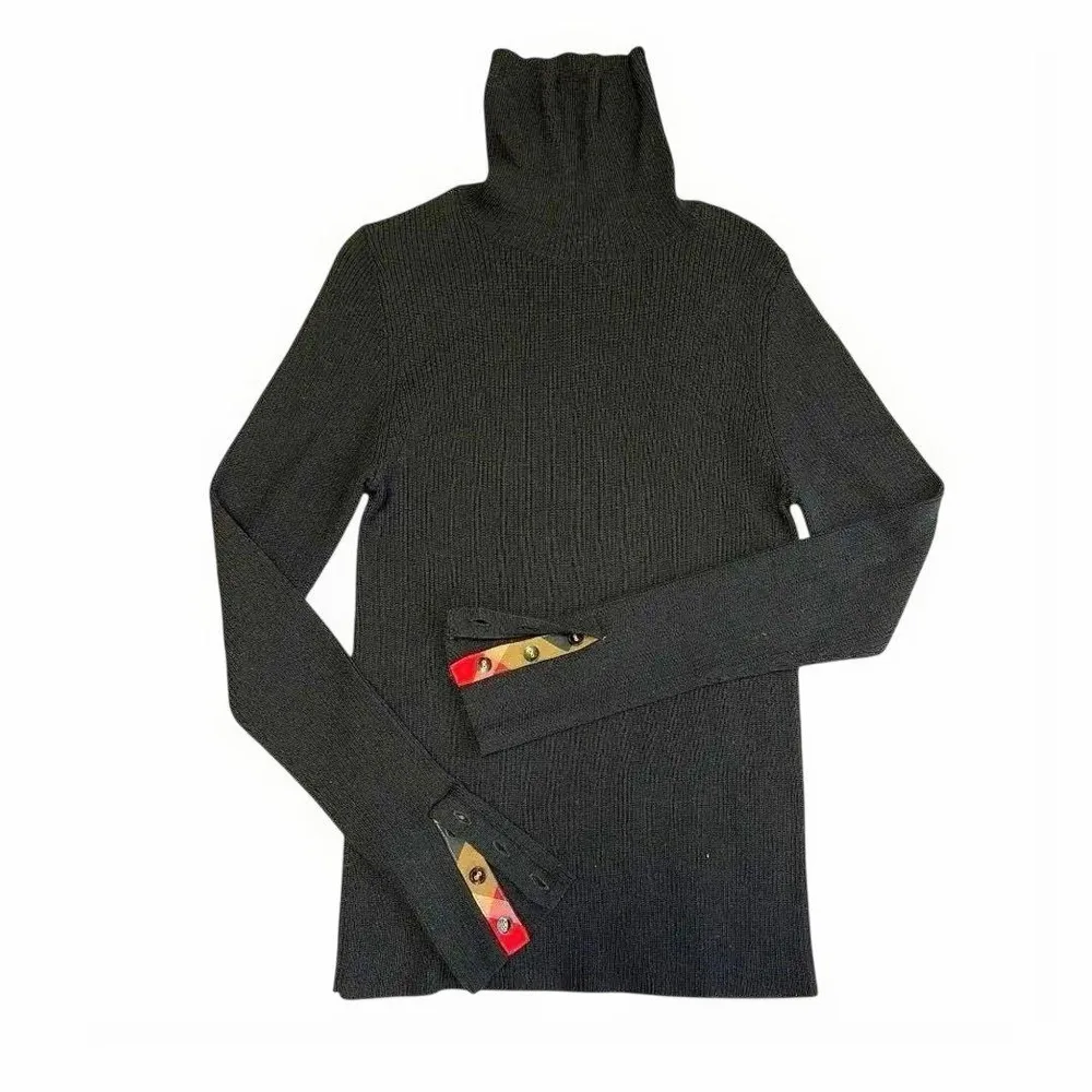 【美品】ブルーレーベルクレストブリッジ ウォッシャブルウールリブタートルニット