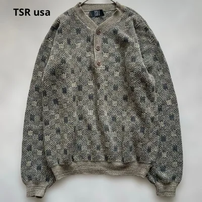 TSR usa ニット セーター ヘンリーネック 総柄