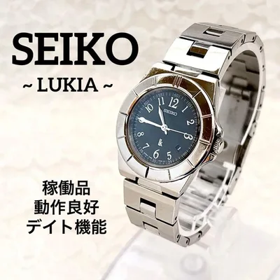 【稼働品】セイコー ルキア 腕時計 デイト 黒文字盤 レディース