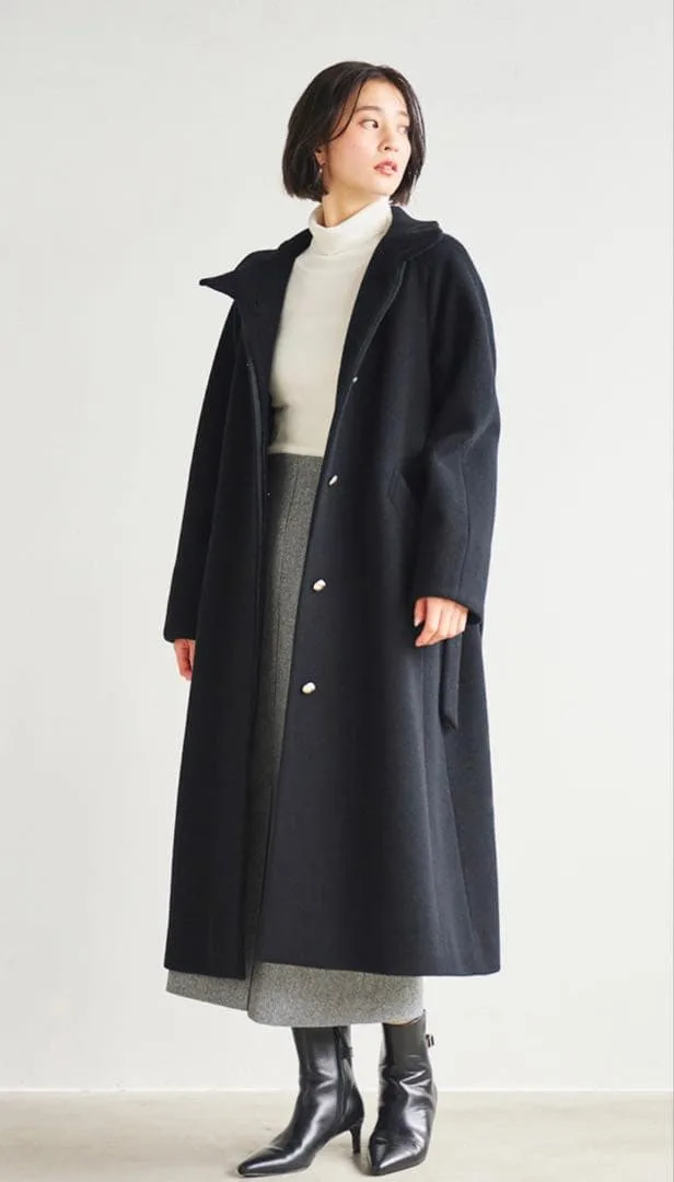 新品未使用 定価63800円 LOUNIE スタンドカラーベルテットロングコート