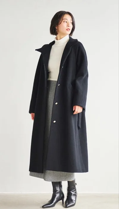 新品未使用 定価63800円 LOUNIE スタンドカラーベルテットロングコート