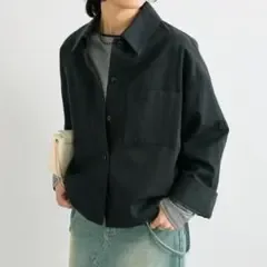 リヴドロワ チノシャツ ジャケット 黒 ブラック ゆったり アウター トップス