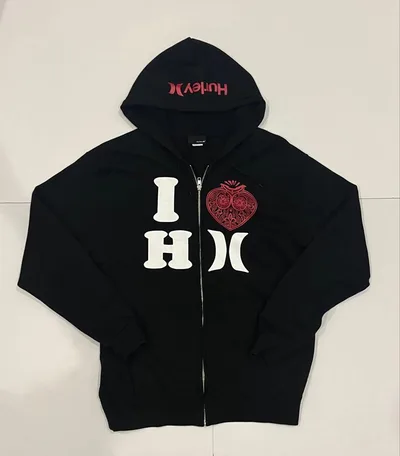 【プリントロゴ】Hurley ハーレー ジップアップ パーカー ブラック L