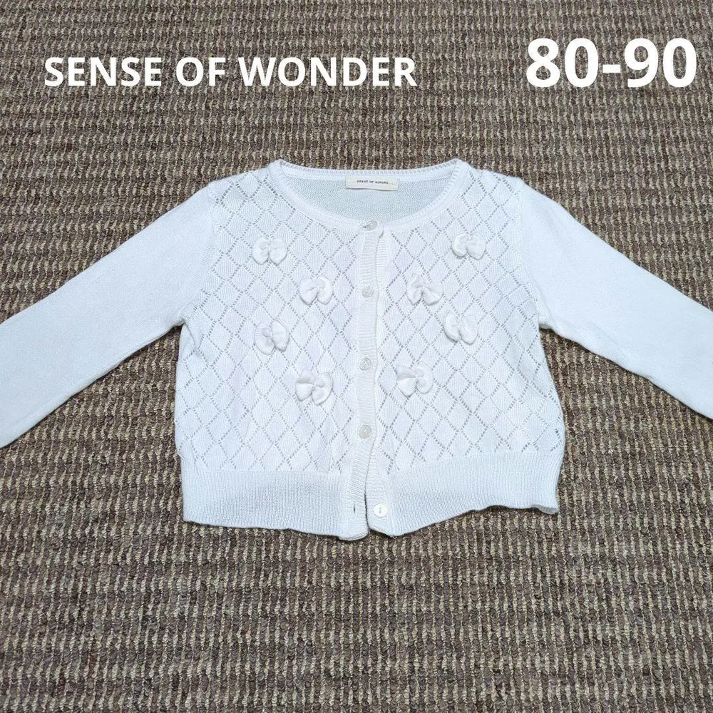 SENSE OF WONDER リボンカーディガン ホワイト80-90cm日本製