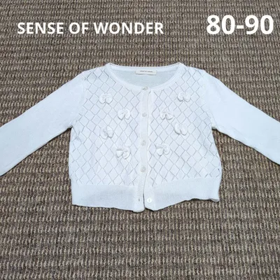SENSE OF WONDER リボンカーディガン ホワイト80-90cm日本製
