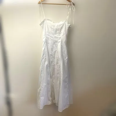 新品タグ付きzara サマーロングワンピース キャミ ホワイトコットンレースM