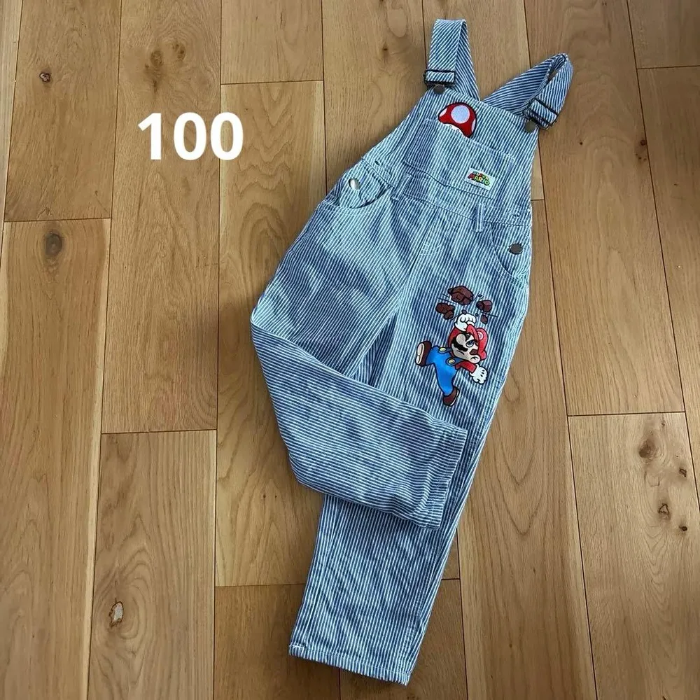 値下げ!スーパーマリオ キッズ オーバーオール 100cm ヒッコリー