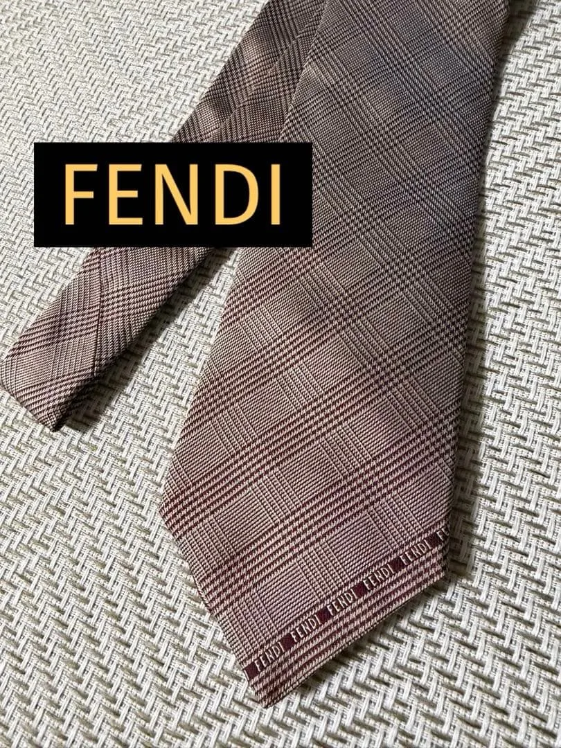 FENDI ネクタイ グレンチェック ブラウン