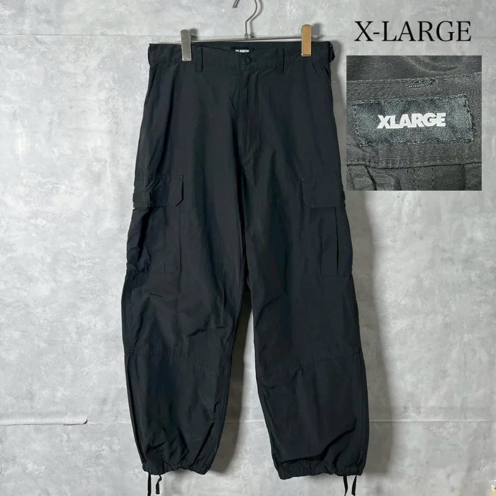 00s X-LARGE ブラック ナイロンカーゴパンツ PM148