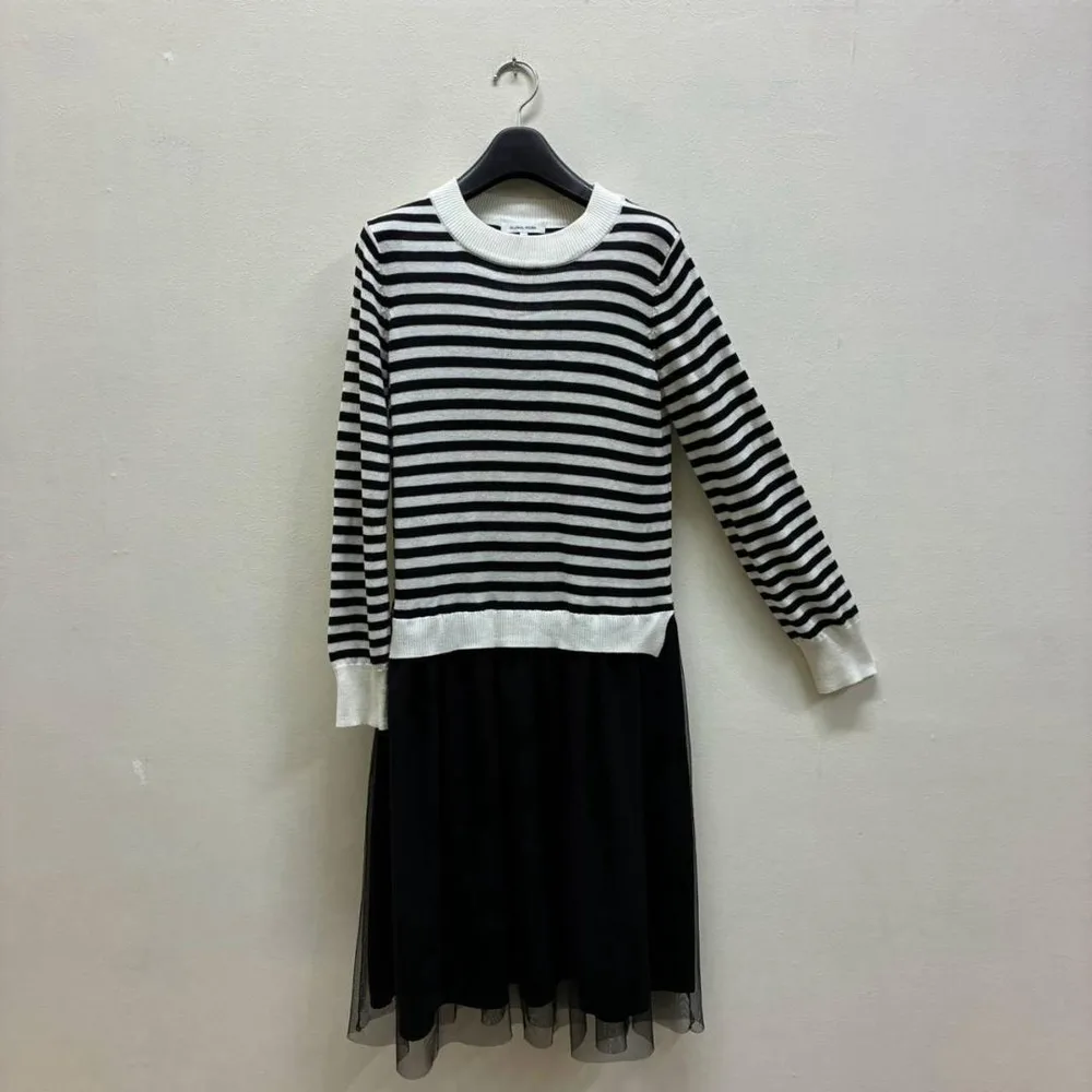 【美品】GLOBAL WORK (M) ボーダーニット切替ワンピース
