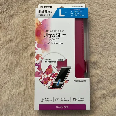 ELECOM 多機種対応 ソフトレザーケース Lサイズ ディープピンク